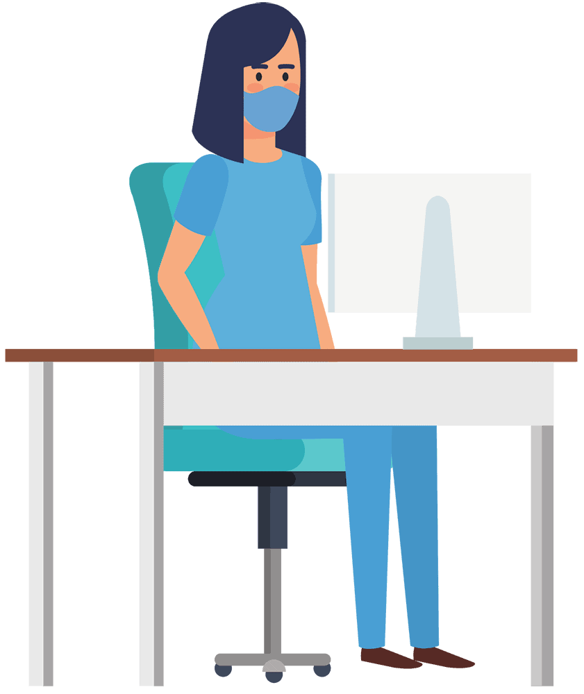 A nurse sitting at a computer