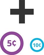 Icons of nickels and dimes representing the per patient per day (PPD) cost of the Macy Catheter