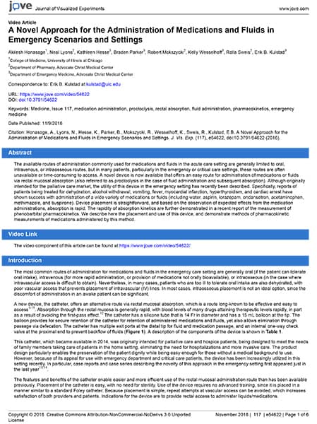 The front page of our A Novel Approach for the Administration of Medications and Fluids in Emergency Scenarios and Settings paper