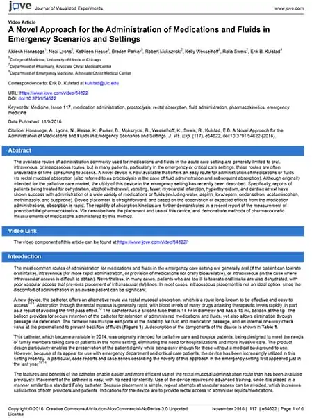 The front page of our A Novel Approach for the Administration of Medications and Fluids in Emergency Scenarios and Settings paper