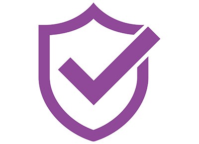 An icon of a shield with a check mark in the center