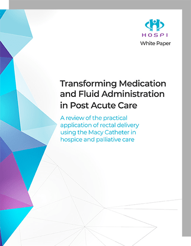 The cover page for the Transforming Medication and Fluid Administration in Post Acute Care white paper