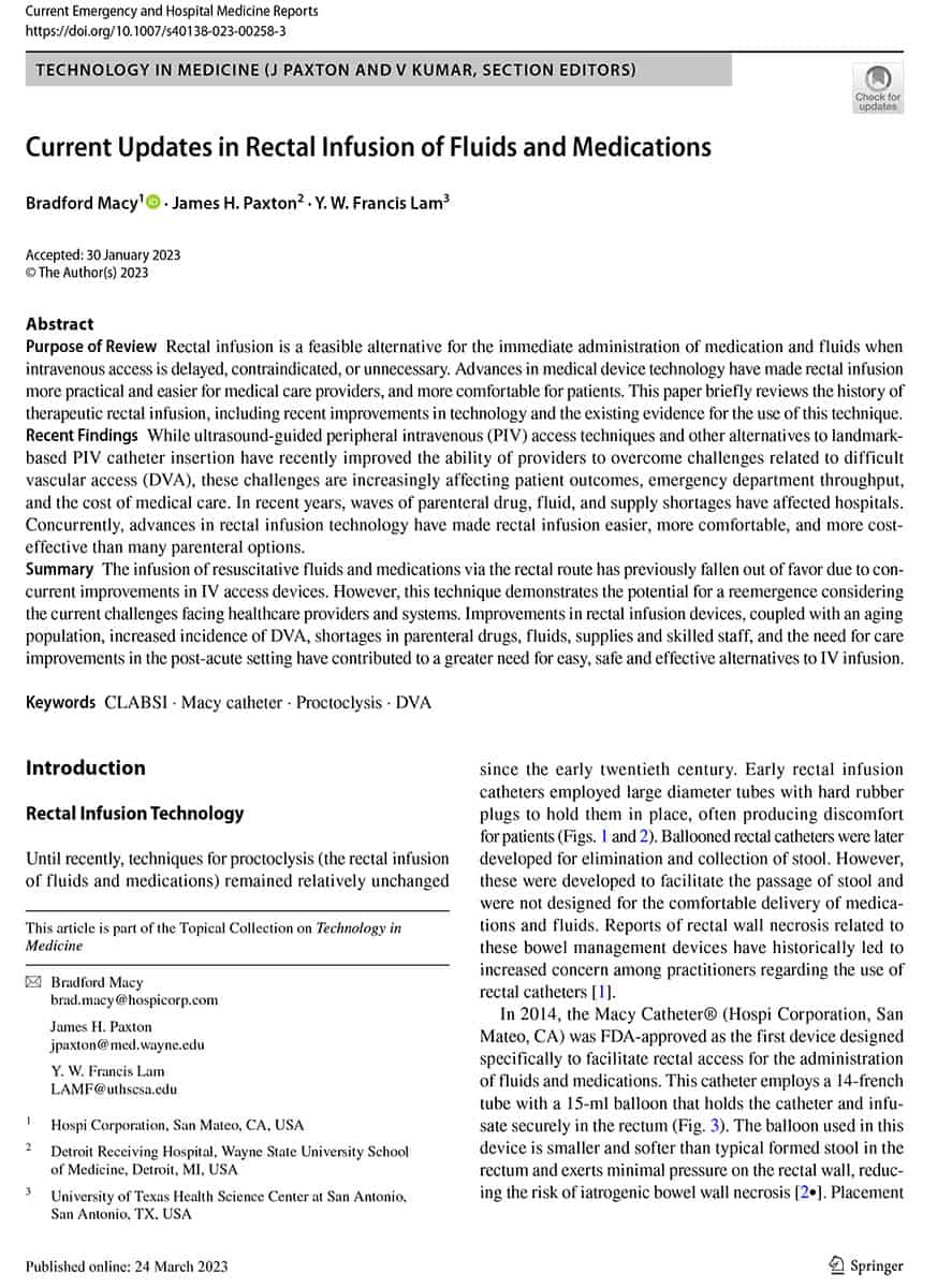 A preview of the Current Updates in Rectal Infusion of Fluids and Medications downloadable PDF file