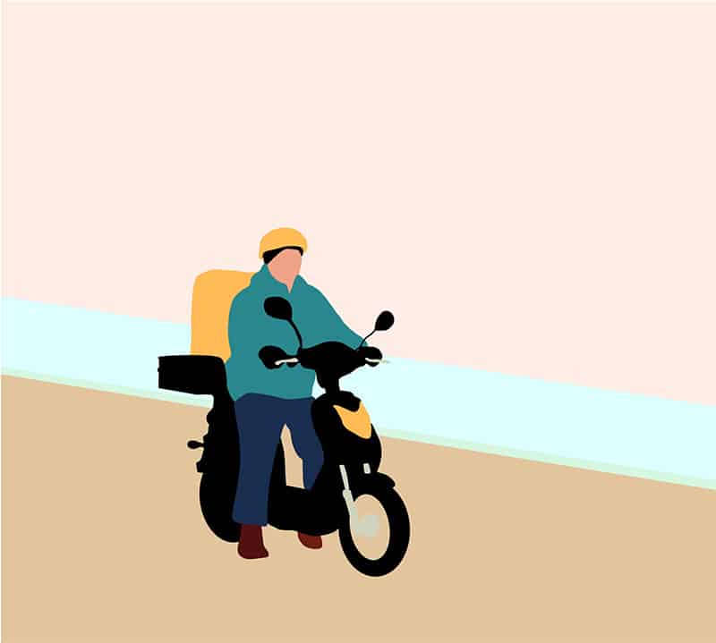 A person riding a motorcyle